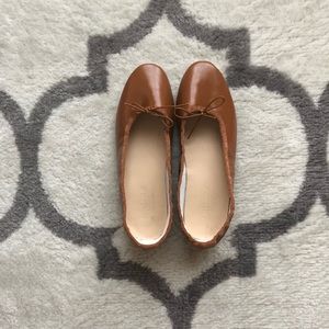 Brown Faux Leather Ballet Flats
